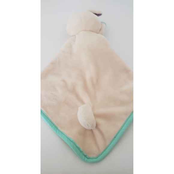 B Baby Bunny Rabbit Cream Orange Blue Lovey Security Blanket Plush Crinkle - Picture 7 of 10